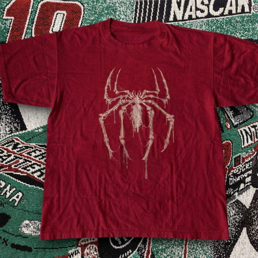 Spider Skeleton Graphic Tee Cherry Red Unisex